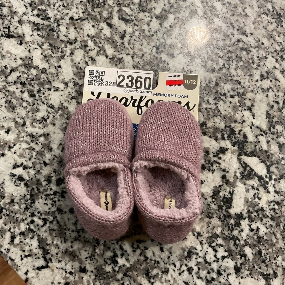 Dearfoams Lavender Knit Kids Slippers